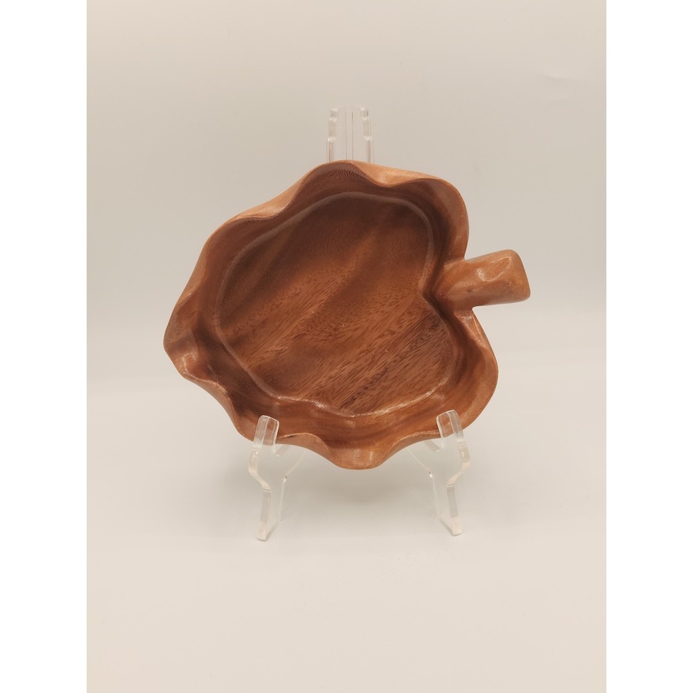 Vintage‎ Harry's Bowl Taro Leaf Monkey Pod Wood Hawaii Brown Wood